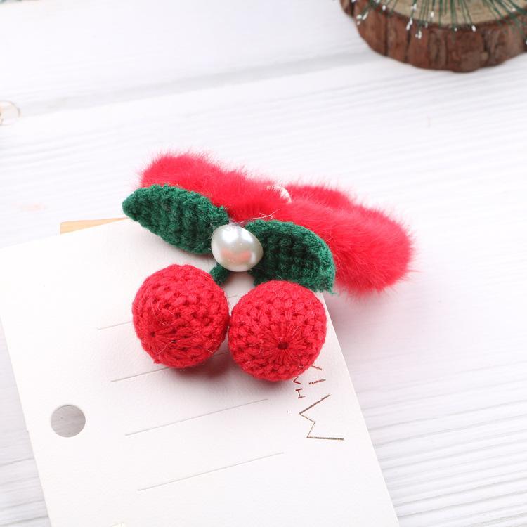 Children's Hair Accessories Red Wool Cherry Hair Tie