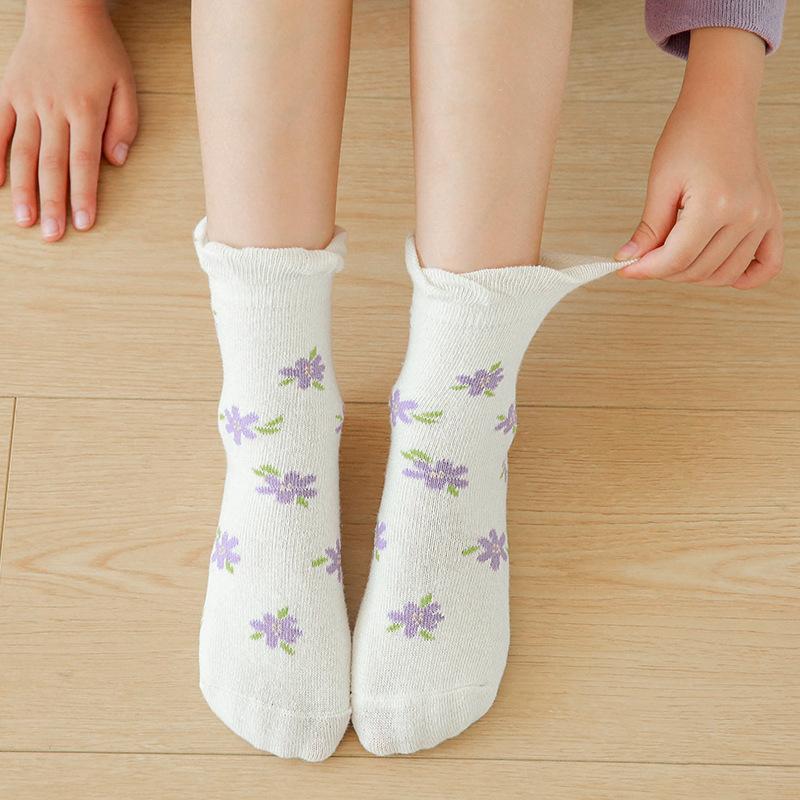 Children's Floral Cartoon Lace Cotton Socks