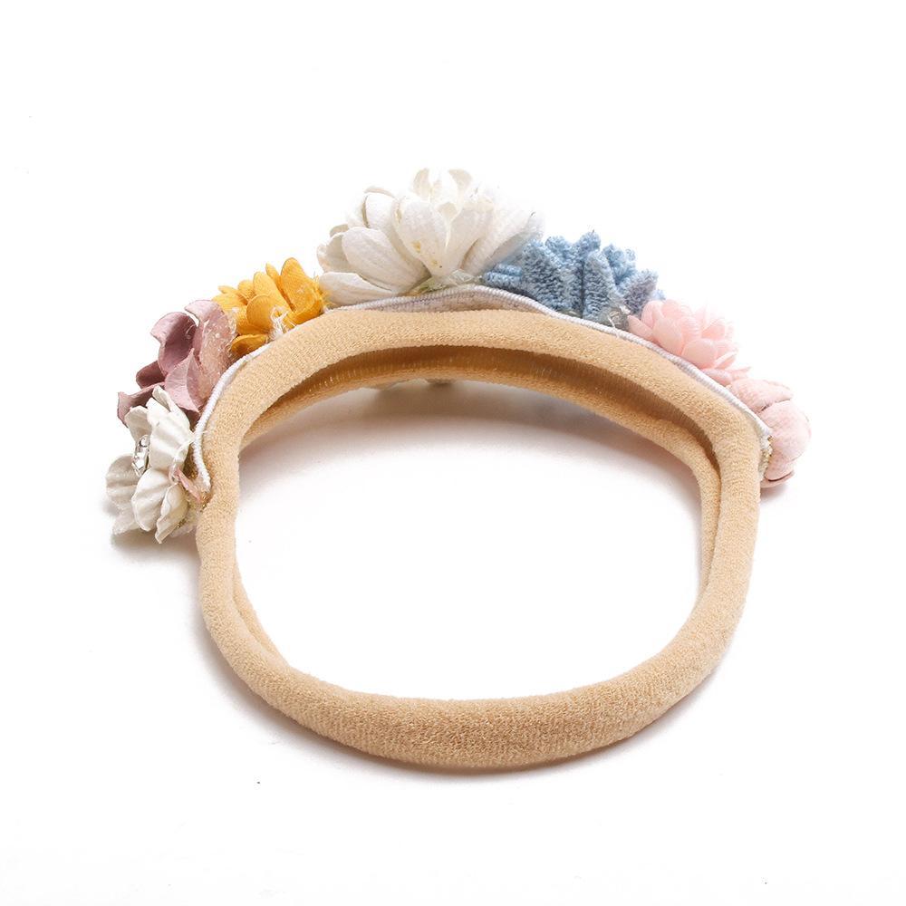 Baby Beige Pearl Rhinestone Nylon Headband