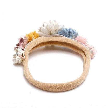 Baby Beige Pearl Rhinestone Nylon Headband