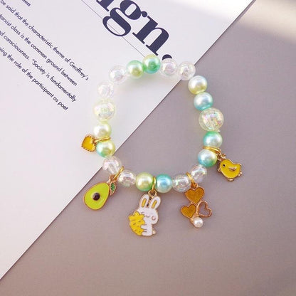 Girl's Cute Cartoon Pendant Beaded Bracelet