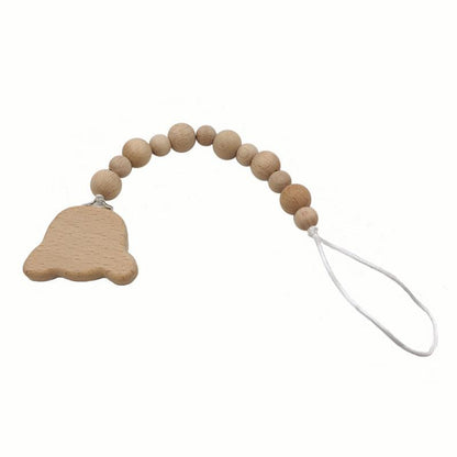 Baby Soothing Nipple Clip Beech Wood Nipple Anti-drop Chain