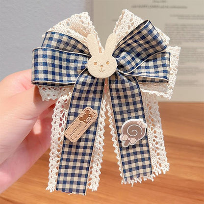 Children's Bow Hairpin Lace Plaid Fabric Headdress