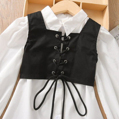 White shirt dress two piece set