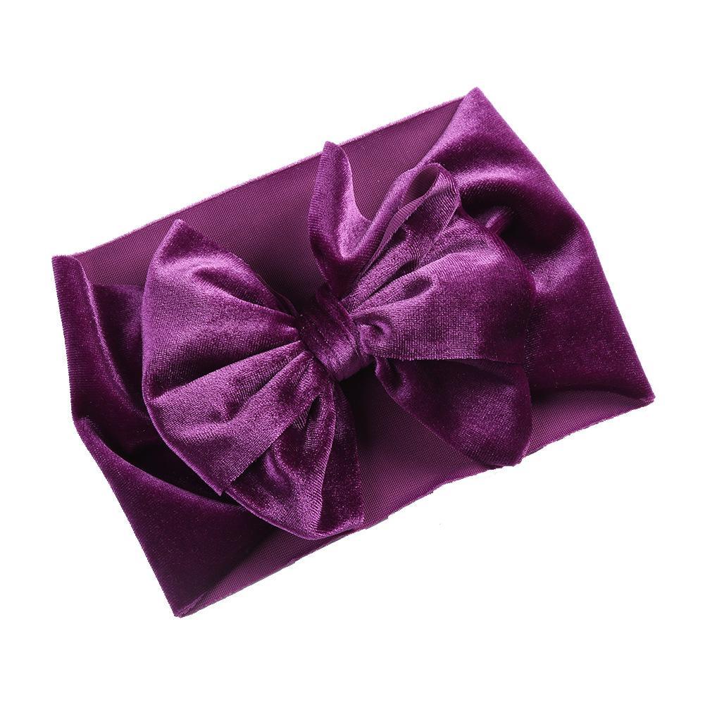 Simple Solid Color Bow Headband Baby Velvet Hair Band
