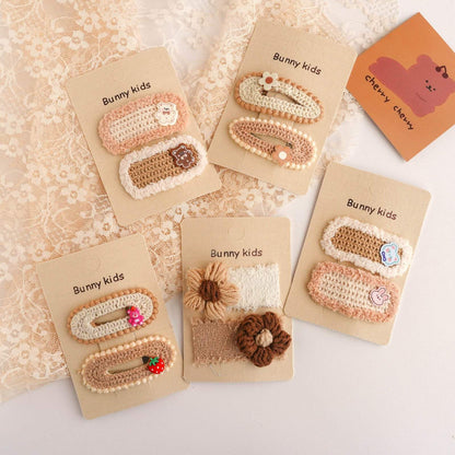 Children's Bear Wool Flower Hairpin
