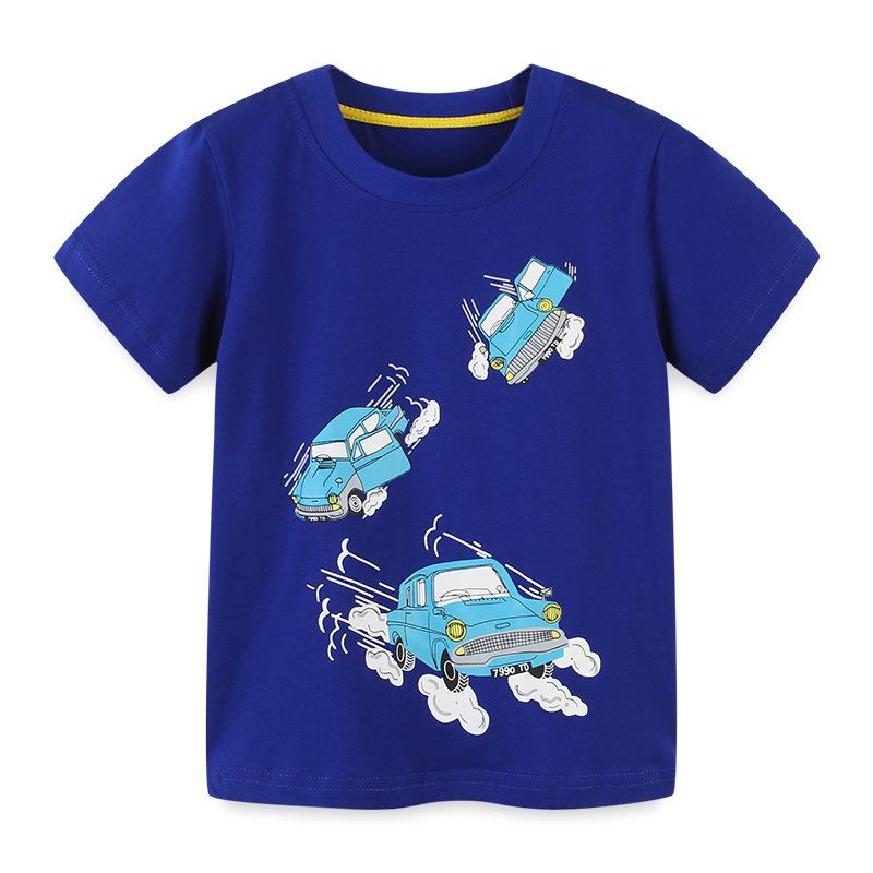 Cartoon round neck knitted cotton children's short sleeved T-shirt