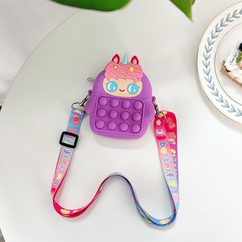 Children's Coin Purse Pink Bow Doll Press Toy