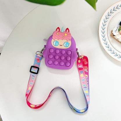 Children's Coin Purse Pink Bow Doll Press Toy