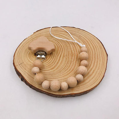 Baby Soothing Nipple Clip Beech Wood Nipple Anti-drop Chain