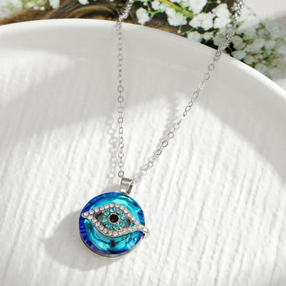 Fashion Round Crystal Blue Evil Eye Necklace