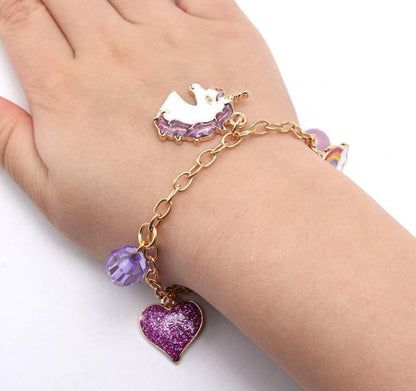 Purple Unicorn Children's Necklace Bracelet Set