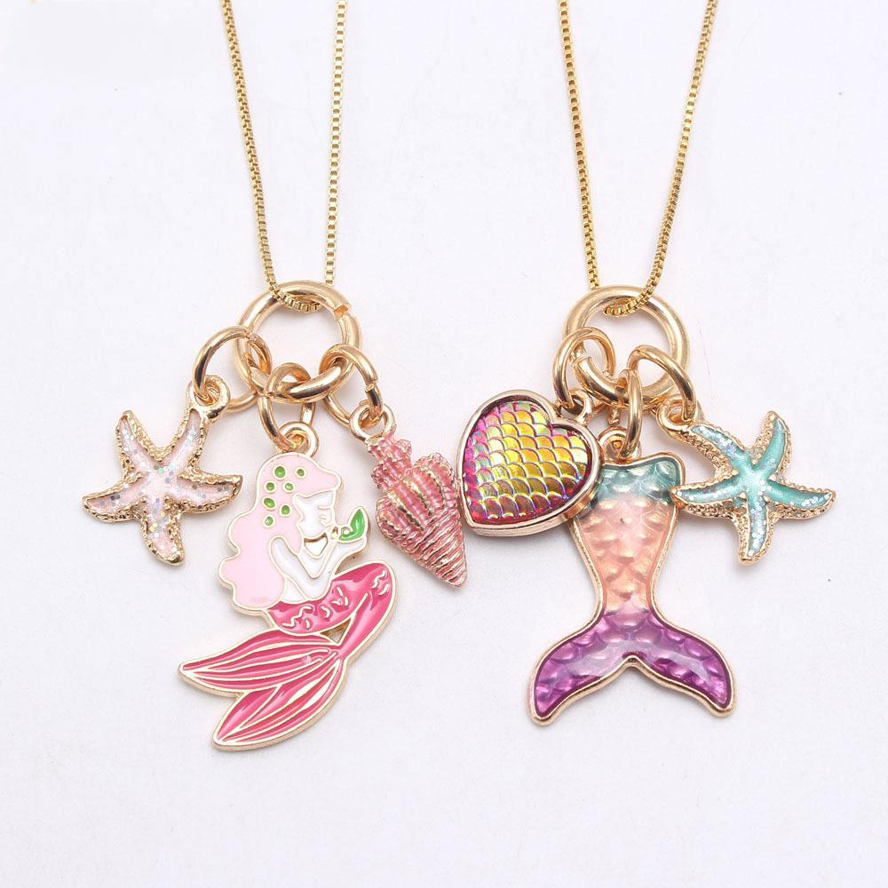 Oil dripping Mermaid Pendant Chain Necklace