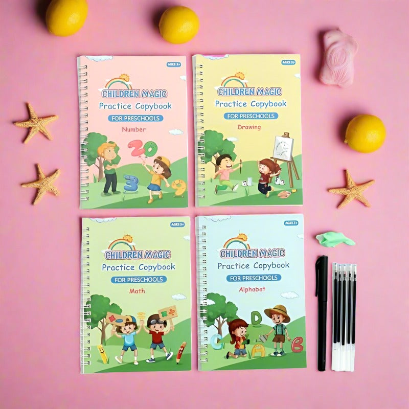4 Books+1 Pen+5 Refills +1 Pen Holder Children's Copybook