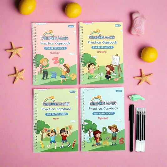 4 Books+1 Pen+5 Refills +1 Pen Holder Children's Copybook