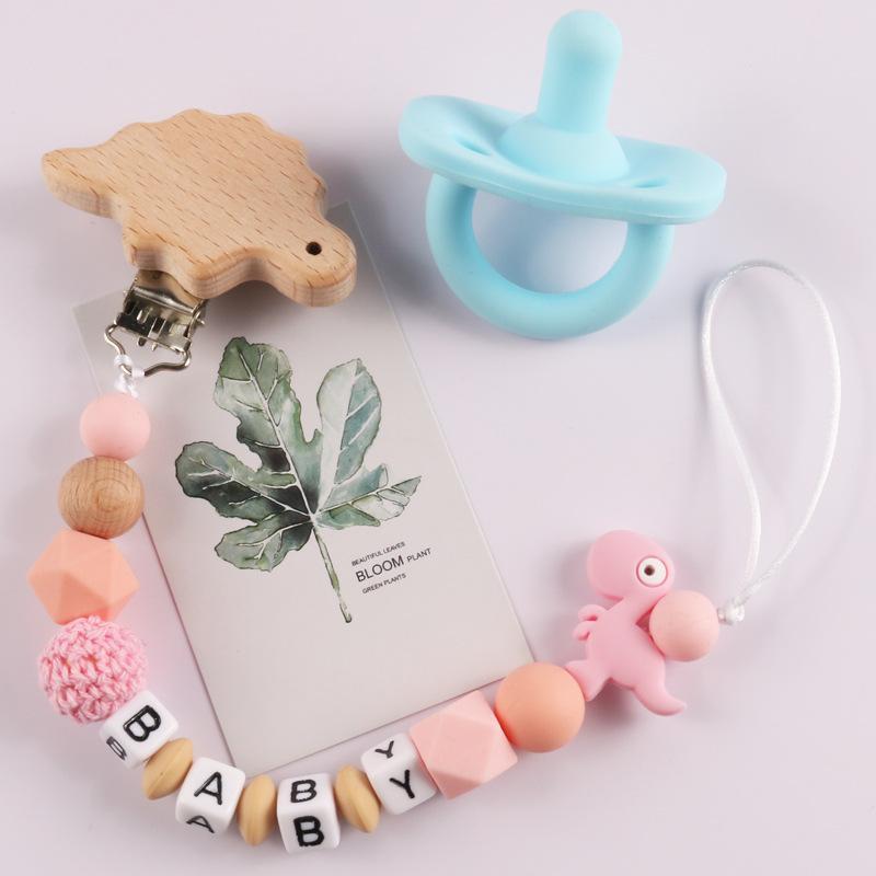 Natural Beech Baby Pacifier Clip Silicone Anti-drop Chain