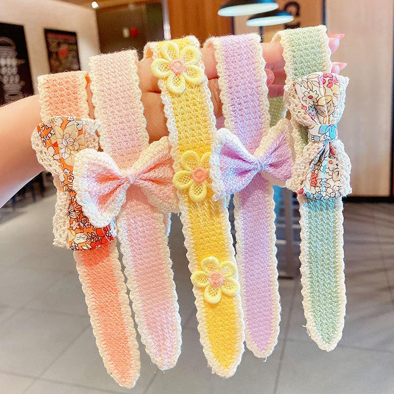 Bow Velcro Hair Hoop Girl's Knitted Wool Hair Accessories