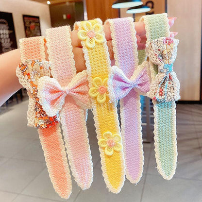 Bow Velcro Hair Hoop Girl's Knitted Wool Hair Accessories