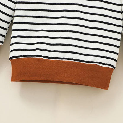 Children's Long Sleeve Open Neck Striped Pullover