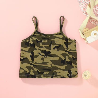 Suspender fashion camouflage clothes shorts personality two-piece set