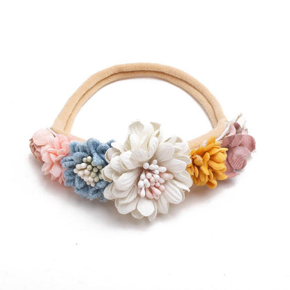 Baby Beige Pearl Rhinestone Nylon Headband