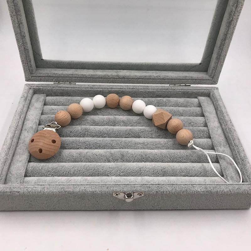 Baby Wooden Pacifier Clip Teether Anti-falling Chain