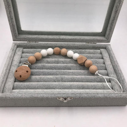 Baby Wooden Pacifier Clip Teether Anti-falling Chain