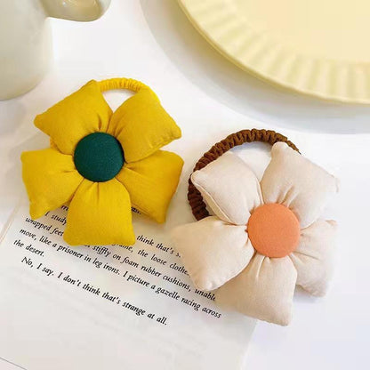 Girl's Big Flower Thick Rubber Band Fabric Hair Ring