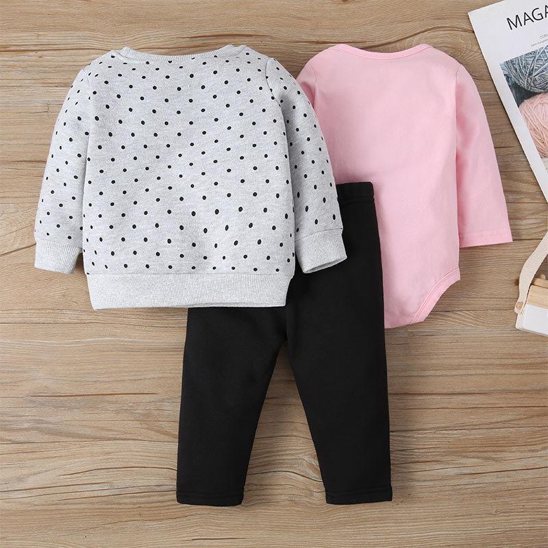 Polka Dot Infant Three-piece Climbing Suit T-shirt Pants Suit