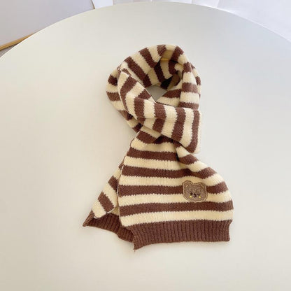 Children's Bear Knitted Scarf Warm Wool Gloves