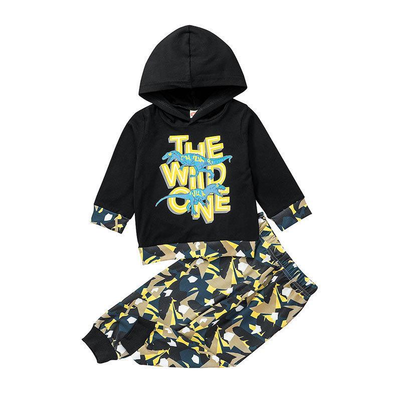 Children's Letter Top Printed Pants Two-Piece Set