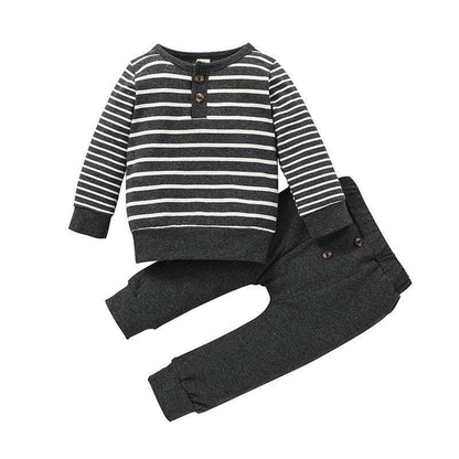Children's Long Sleeve Open Neck Striped Pullover