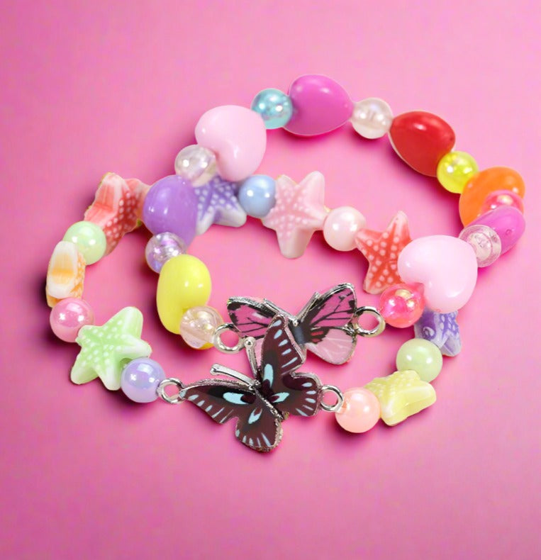 Children's Colorful Beaded Bracelet Colorful Butterfly Bracelet