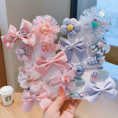 Children's Hairpin Set Bow Mesh Clip