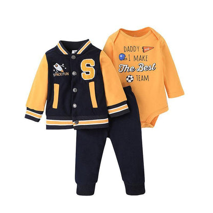 Baby's Striped Long Sleeve Tee Pants Jacket Set of Three