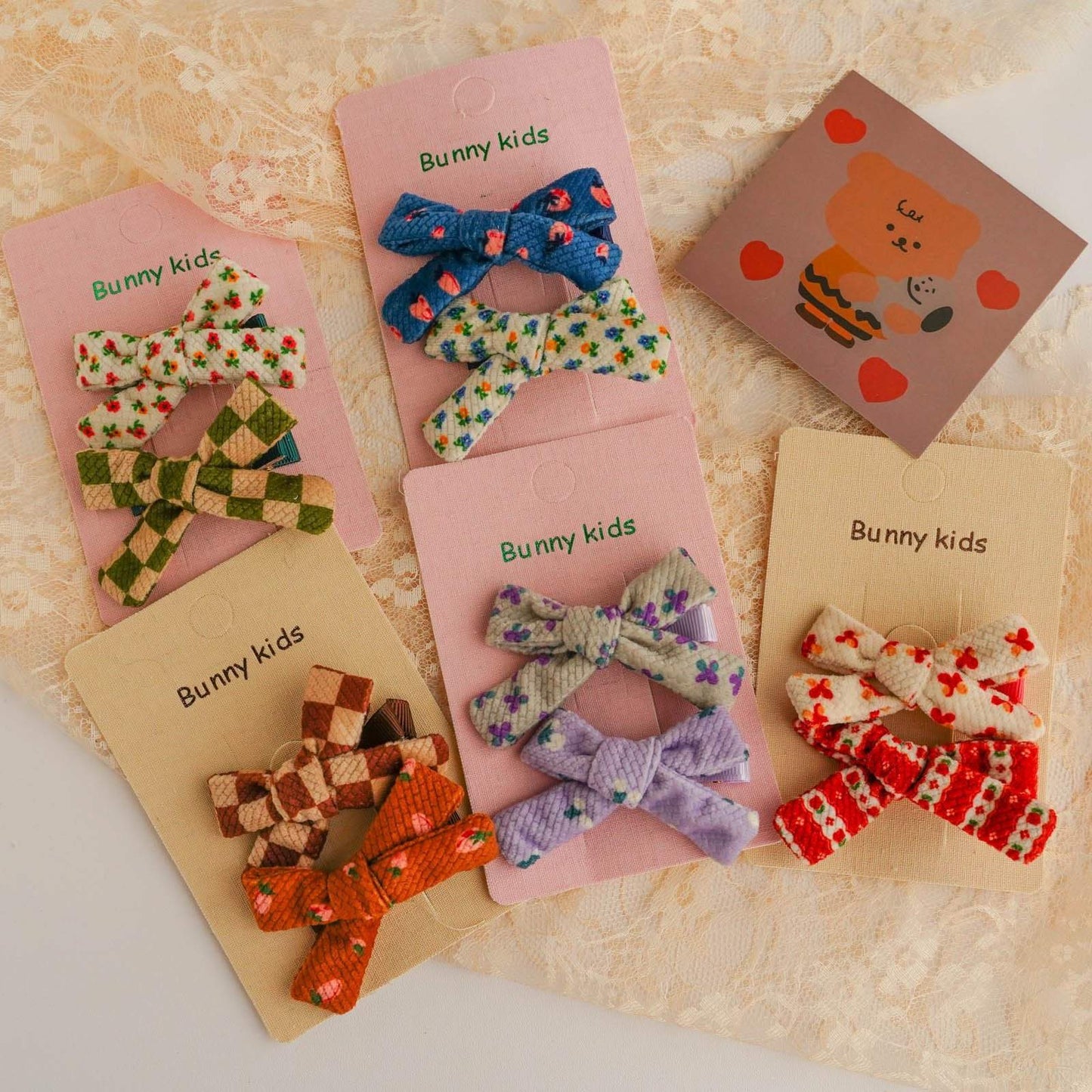 Children's Fabric Bow Floral Hairpin
