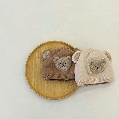 Baby Bear Boy Knitted Hat Plus Cotton Wool Hat