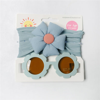 Children's Hair Band Glasses Flower Sunglasses Headband Set
