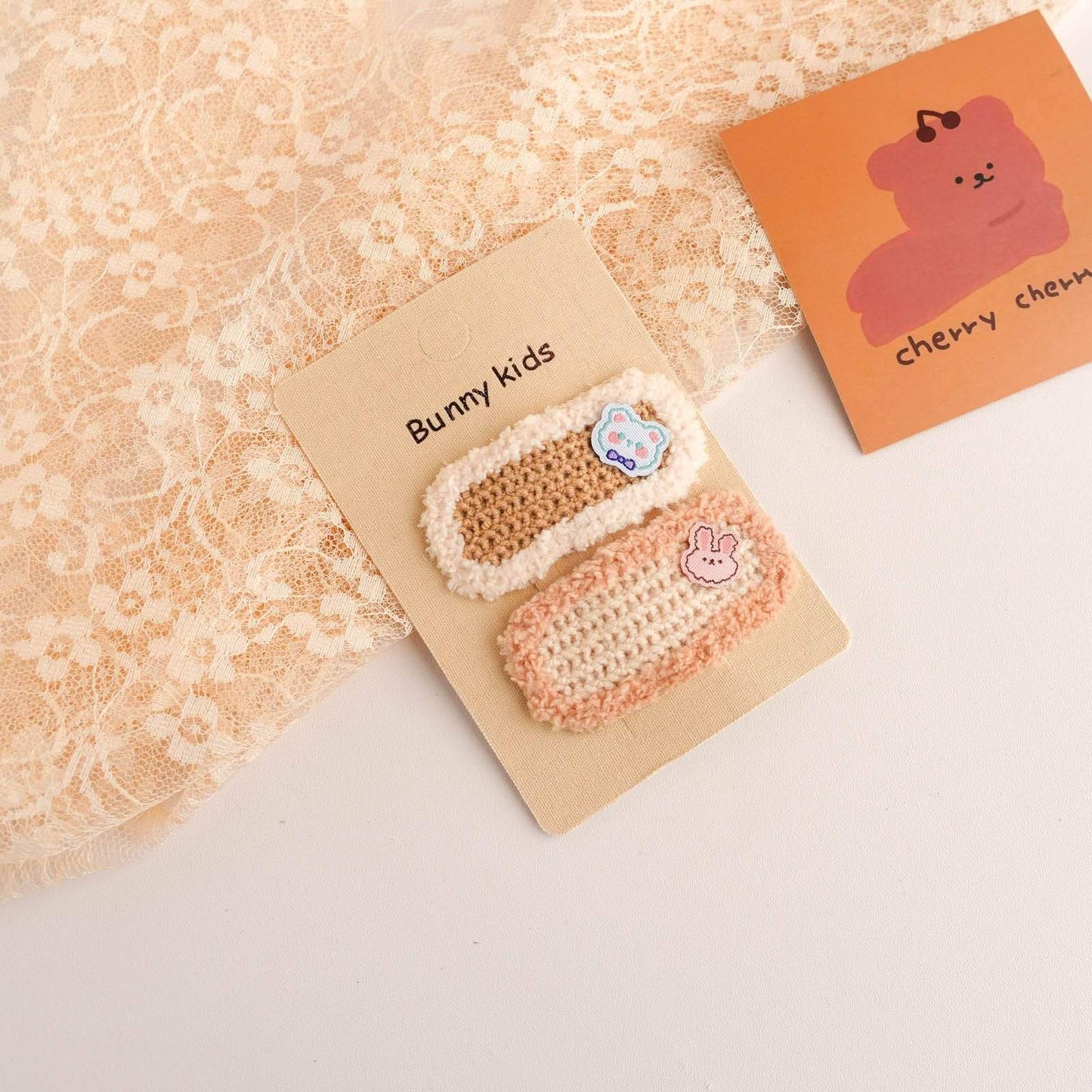 Children's Bear Wool Flower Hairpin