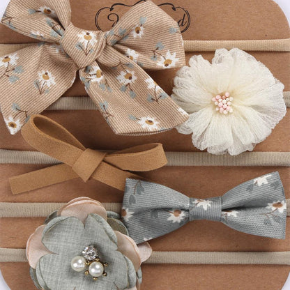 Handmade Bow Hair Band 5pcs/set Stretch Baby Headdress