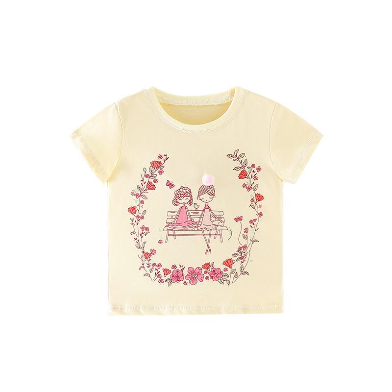 Girls' cartoon cotton short sleeve round neck T-shirt girls' top