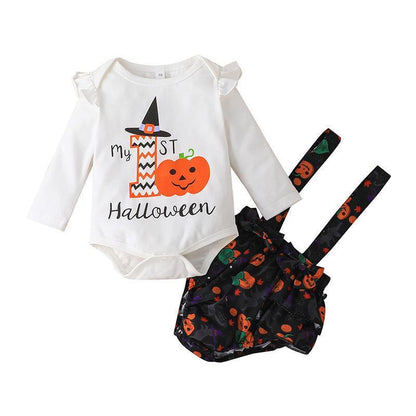 Children's Long Sleeve Jacket Strap Shorts Two-Piece Set