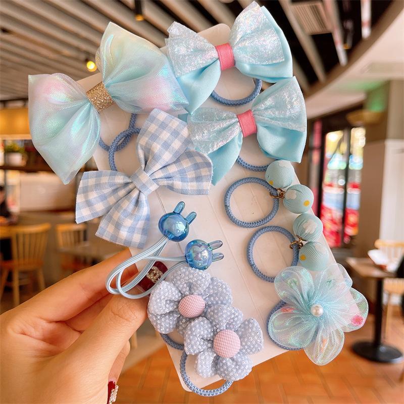 10pcs/set Kid's Rubber Band High Elastic Bow Flower Hair Tie