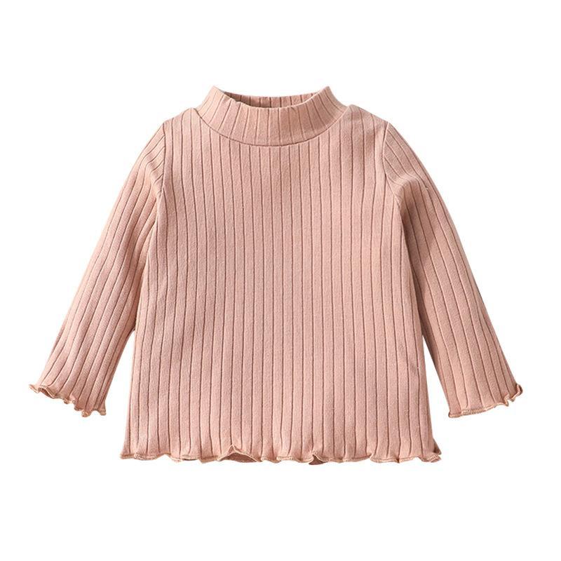 Children's Long Sleeve Knit Top with Half High Neck