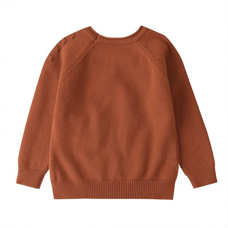Children's Wear Solid Color Knit Pocket Sweater
