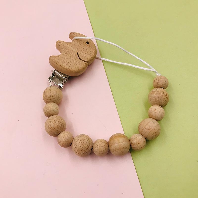 Baby Soothing Nipple Clip Beech Wood Nipple Anti-drop Chain
