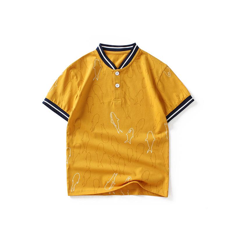 V-neck T-shirt open chest shirt boys' short sleeve
