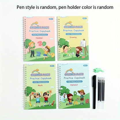 4 Books+1 Pen+5 Refills +1 Pen Holder Children's Copybook