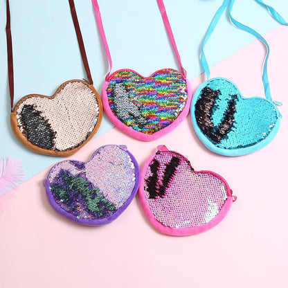 Girl's One-Shoulder Crossbody Bag Heart-Shaped Coin Wallet