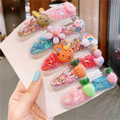 Color Quicksand Transparent PVC Children's Hairpin 10pcs/set